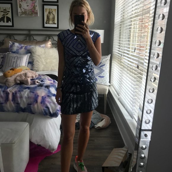 Royal Blue Sequin Cocktail Dress - Picture 1 of 3
